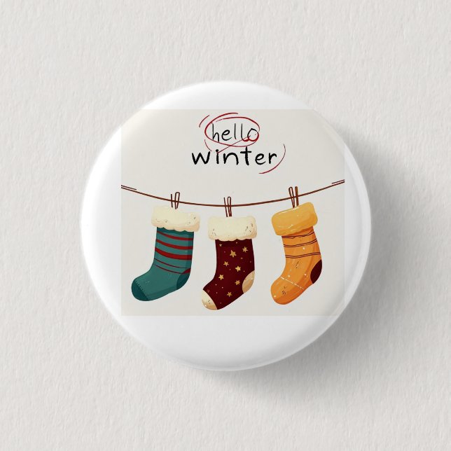 Christmas socks presents  3 cm round badge (Front)