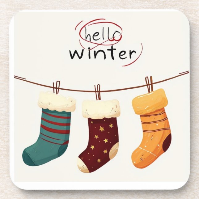 Christmas socks presents  coaster (Front)