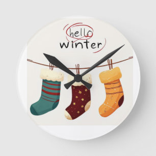 Christmas socks presents round clock