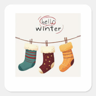 Christmas socks presents square sticker