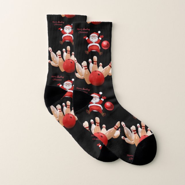 Christmas Socks, Santa Bowling Socks (Pair)