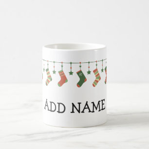 Christmas socks seasonal stockings add name coffee mug