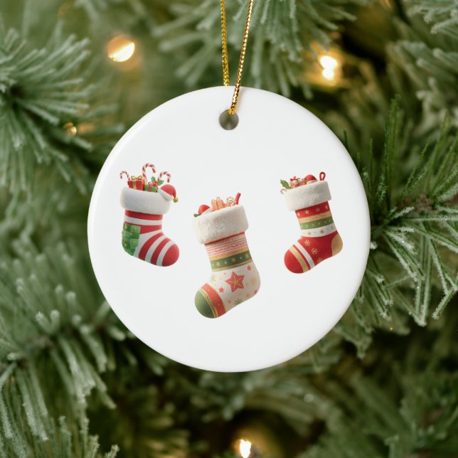 Christmas Socks Set – Cute Holiday Sock Designs Ceramic Ornament (Tree)