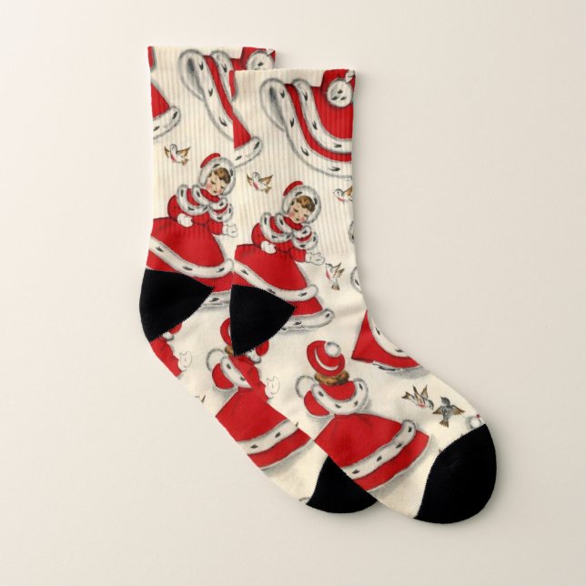 Christmas Socks, Vintage Socks (Pair)