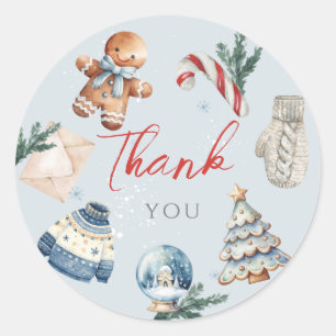Christmas Soft Winter First Birthday Thank You Classic Round Sticker