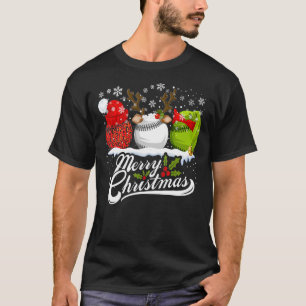 Christmas Softball Ball Santa Hat Elf Reindeer Xma T-Shirt