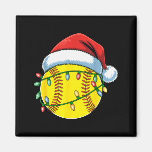 Christmas Softball Ball Santa Hat Softball Xmas Li Magnet
