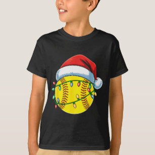 Christmas Softball Ball Santa Hat Softball Xmas Li T-Shirt