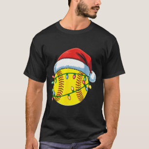 Christmas Softball Ball Santa Hat Softball Xmas Li T-Shirt