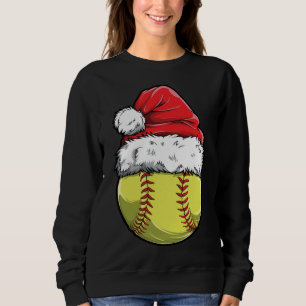 Christmas Softball Ball Santa Hat Xmas Catcher Pit Sweatshirt