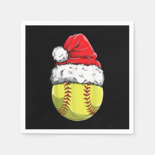 Christmas Softball Ball Santa Hat Xmas Girls Catch Napkin