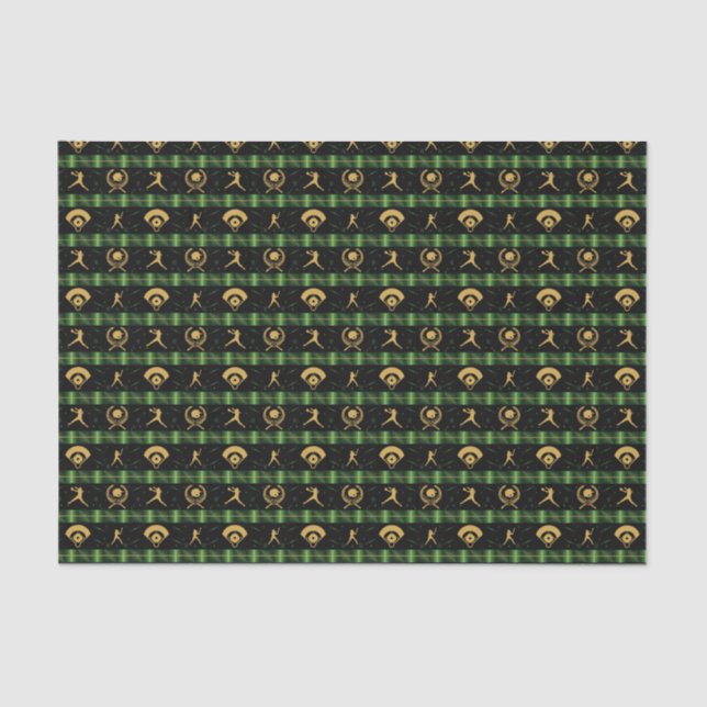 Christmas Softball Player - Girls Green Check Tissue Paper (Front)