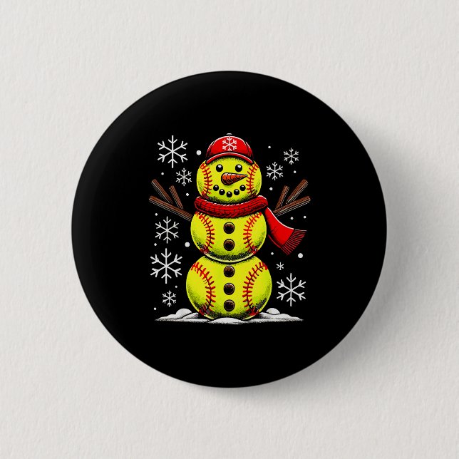 Christmas Softball Snowman Girls, Softball Christm 6 Cm Round Badge (Front)