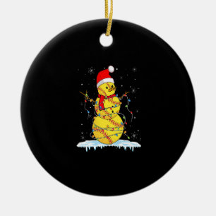 Christmas Softball Snowman Santa Xmas Lights for B Ceramic Ornament