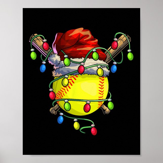 Christmas Softball Xmas Christmas Lights Softball  Poster (Front)