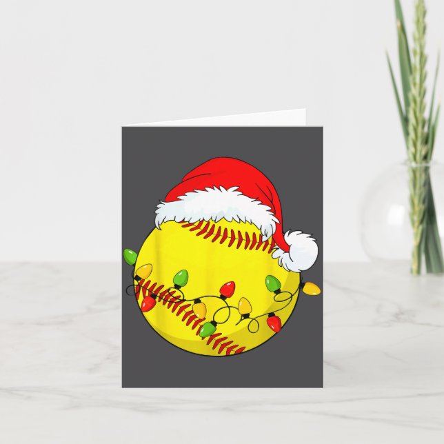 Christmas Softball Xmas Santa Srts Hat Mens Womens Card (Front)