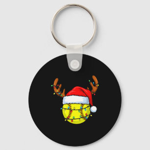 Christmas Softball Xmas Santa Srts Hat Mens Womens Key Ring