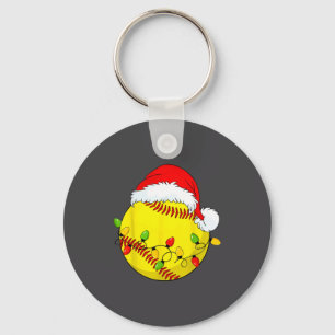 Christmas Softball Xmas Santa Srts Hat Mens Womens Key Ring