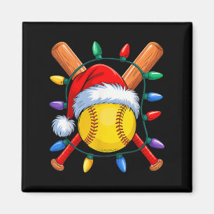 Christmas Softball Xmas Santa Srts Hat Mens Womens Magnet