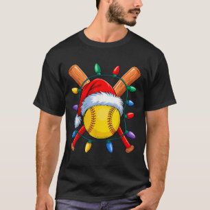 Christmas Softball Xmas Santa Srts Hat Mens Womens T-Shirt