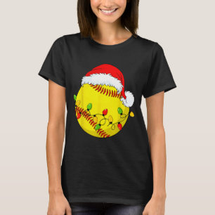 Christmas Softball Xmas Santa Srts Hat Mens Womens T-Shirt