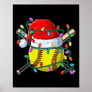 Christmas Softll Xmas Santa Sports Hat Mens Womens Poster