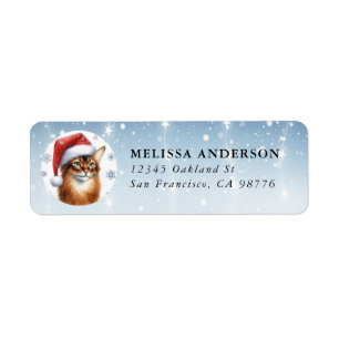 Christmas Somali Cat Return Labels