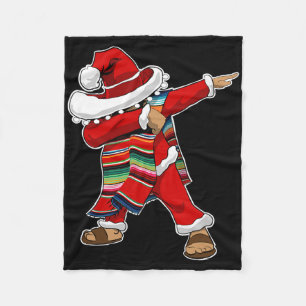 Christmas Sombrero Dabbing Mexican Serape Poncho S Fleece Blanket