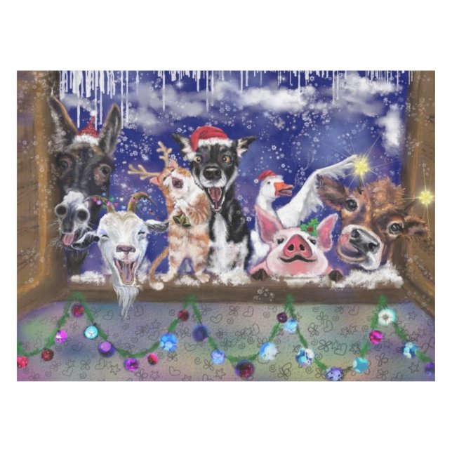 Christmas Song - Animal Party Tablecloth (Front (Horizontal))