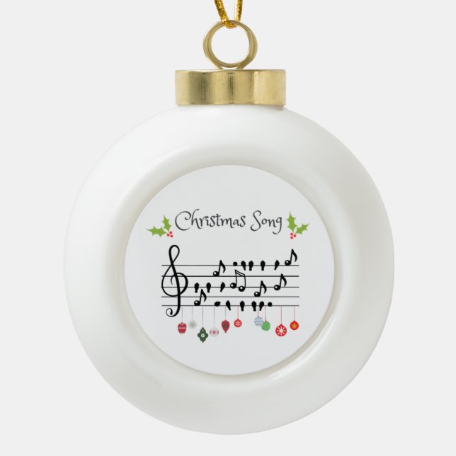 Christmas Song birds musical note Ceramic Ball Christmas Ornament (Front)