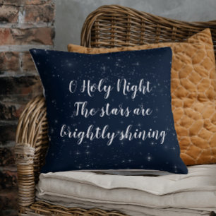 Christmas Song O Holy Night Blue Elegant Holiday Cushion