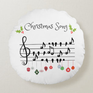 Christmas Song Round Cushion