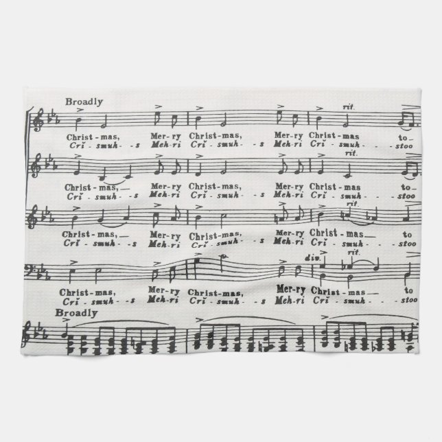 Christmas Song Sheet Music Tea Towel (Horizontal)