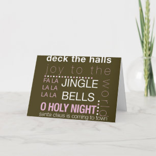 Christmas Songs in Pink and Brown Holiday Card