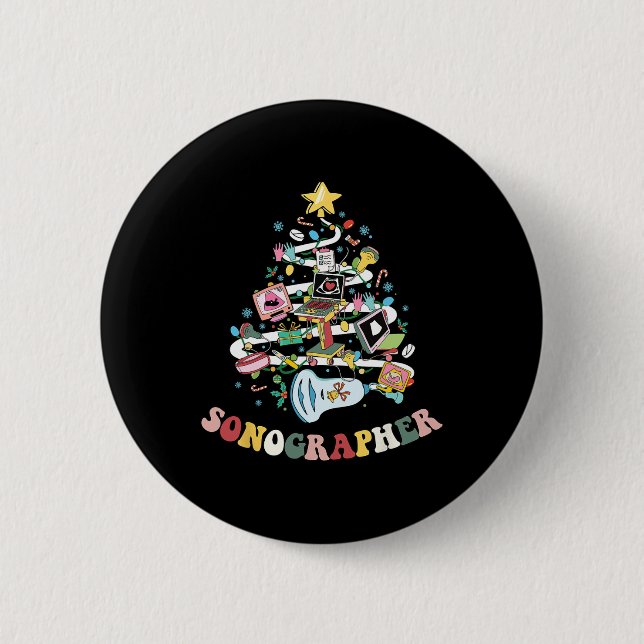 Christmas Sonographer Ultrasound Technologist Xmas 6 Cm Round Badge (Front)