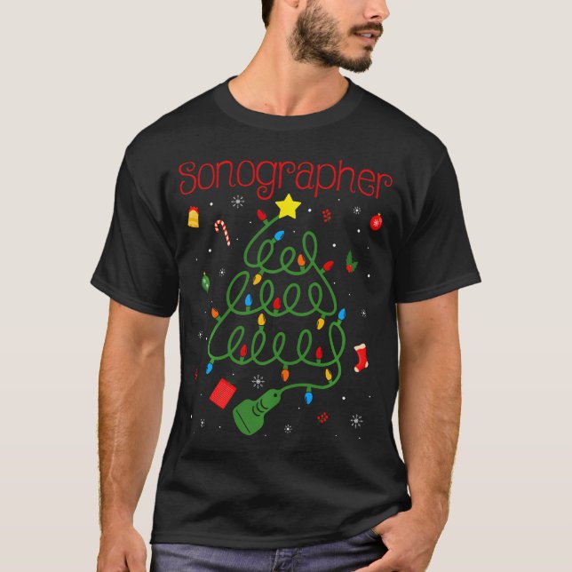 Christmas Sonography Tech Funny Sonographer Ugly  T-Shirt (Front)