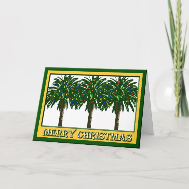 Christmas Southern Palm Tree Greeting Card (Front)
