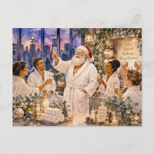 Christmas Spa Party Invitation Postcard (Front)