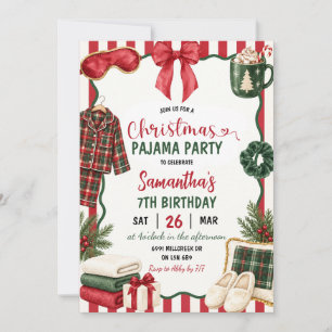 Christmas Spa Theme Pyjamas Birthday Party Invitation