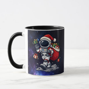Christmas Space Santa with Floating Presents Mug