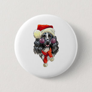 Christmas spaniel dog 6 cm round badge