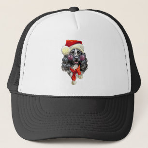 Christmas spaniel dog trucker hat