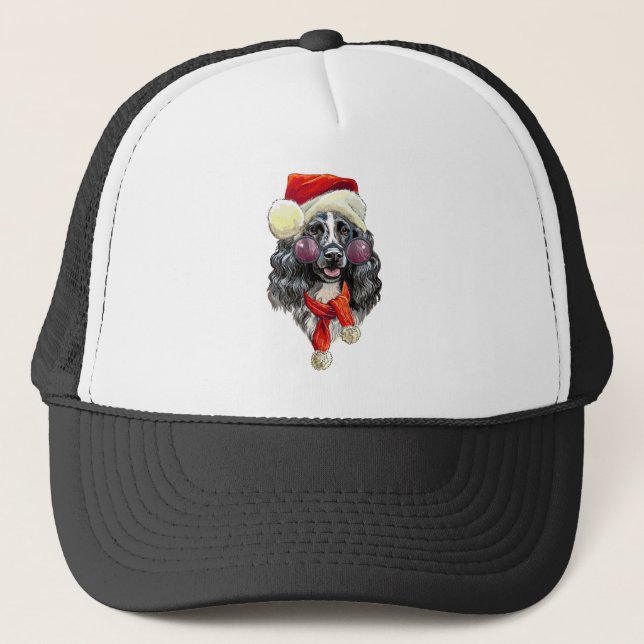 Christmas spaniel dog trucker hat (Front)