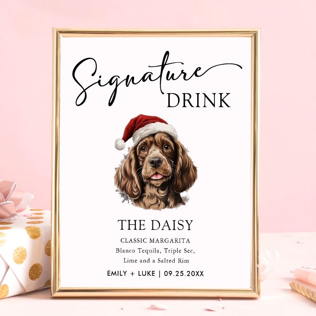 Christmas Spaniel Dog Wedding Signature Drink Sign (Creator Uploaded)