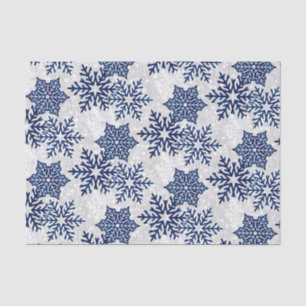 Christmas Sparkle Blue and White Snowflakes Tissue Paper
