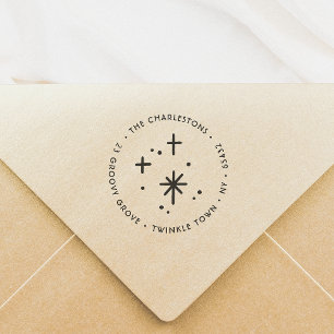 Christmas Sparkles Family Name Return Address Self-inking Stamp