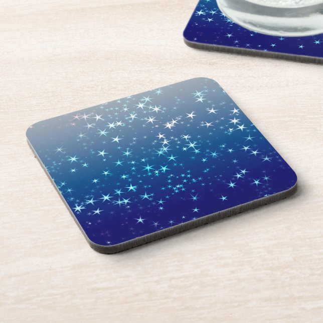 Christmas Sparkles Stars Blue Sky Coaster (Left Side)