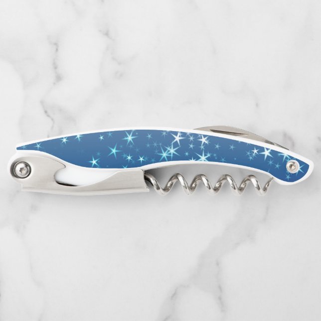 Christmas Sparkles Stars Blue Sky Corkscrew (Front)