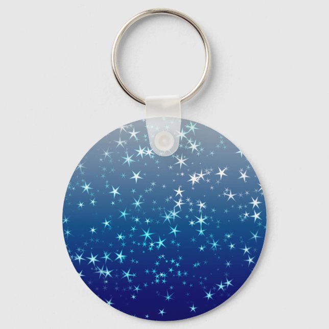 Christmas Sparkles Stars Blue Sky Key Ring (Front)