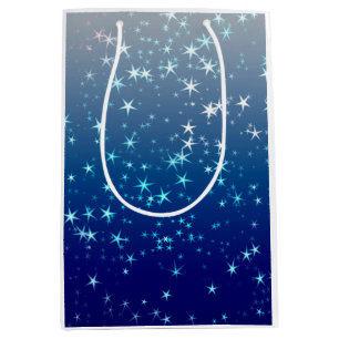 Christmas Sparkles Stars Blue Sky Medium Gift Bag